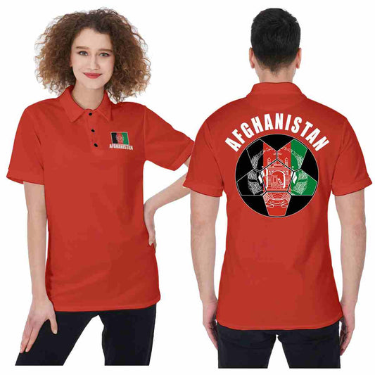 Afghanistan Unisex Football Fan Polo Shirt Front and Back