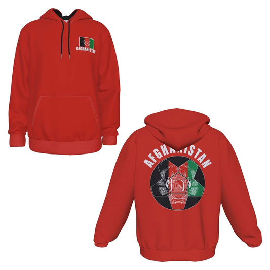 Afghanistan Unisex Football Fan Pullover Hoodie Front and Back