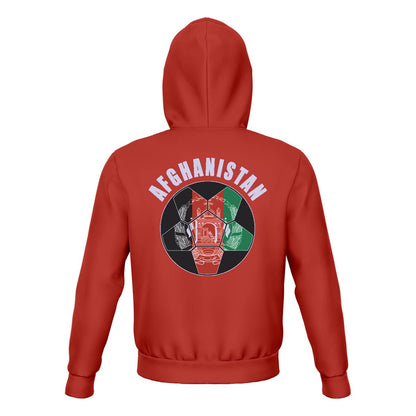 Afghanistan Unisex Football Fan Zip Hoodie Back with Hood Up