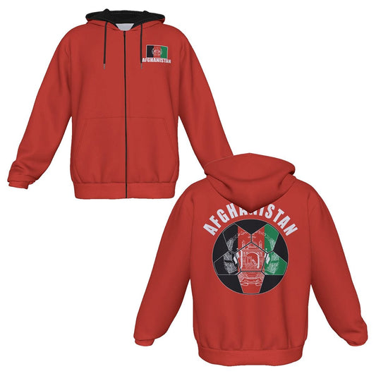 Afghanistan Unisex Football Fan Zip Hoodie Front and Back