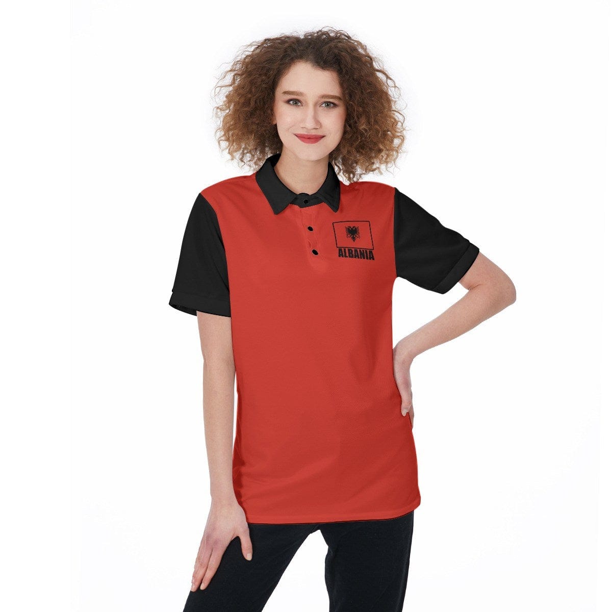 Albania Unisex Football Fan Polo Shirt Front