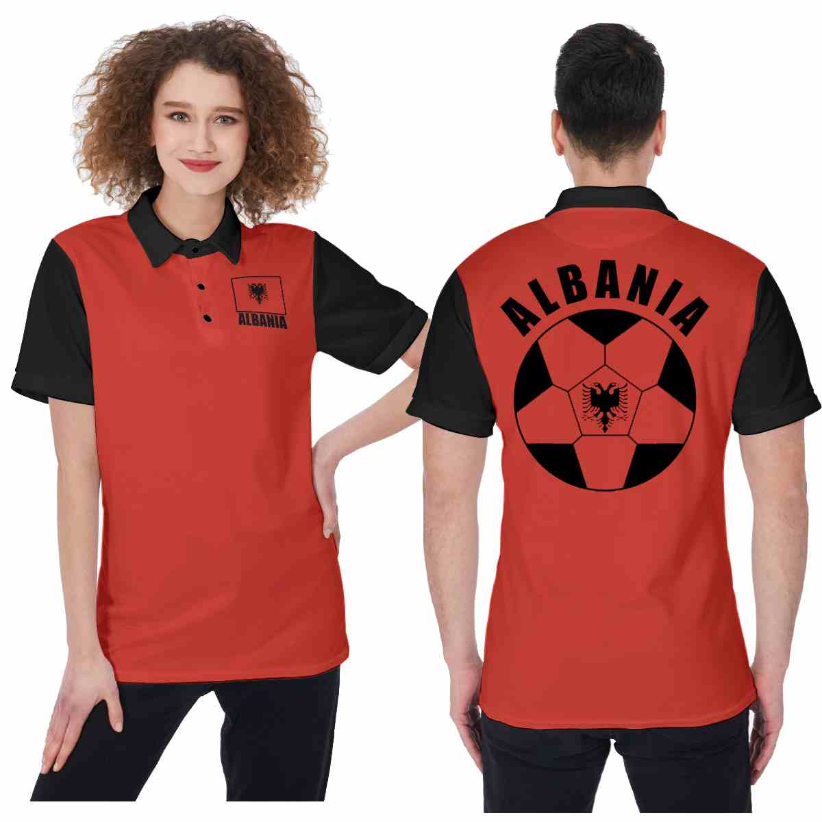 Albania Unisex Football Fan Polo Shirt Front and Back