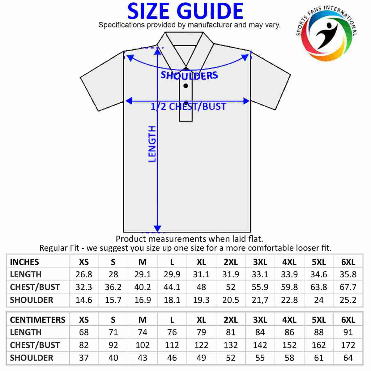 Albania Unisex Football Fan Polo Shirt Size Guide