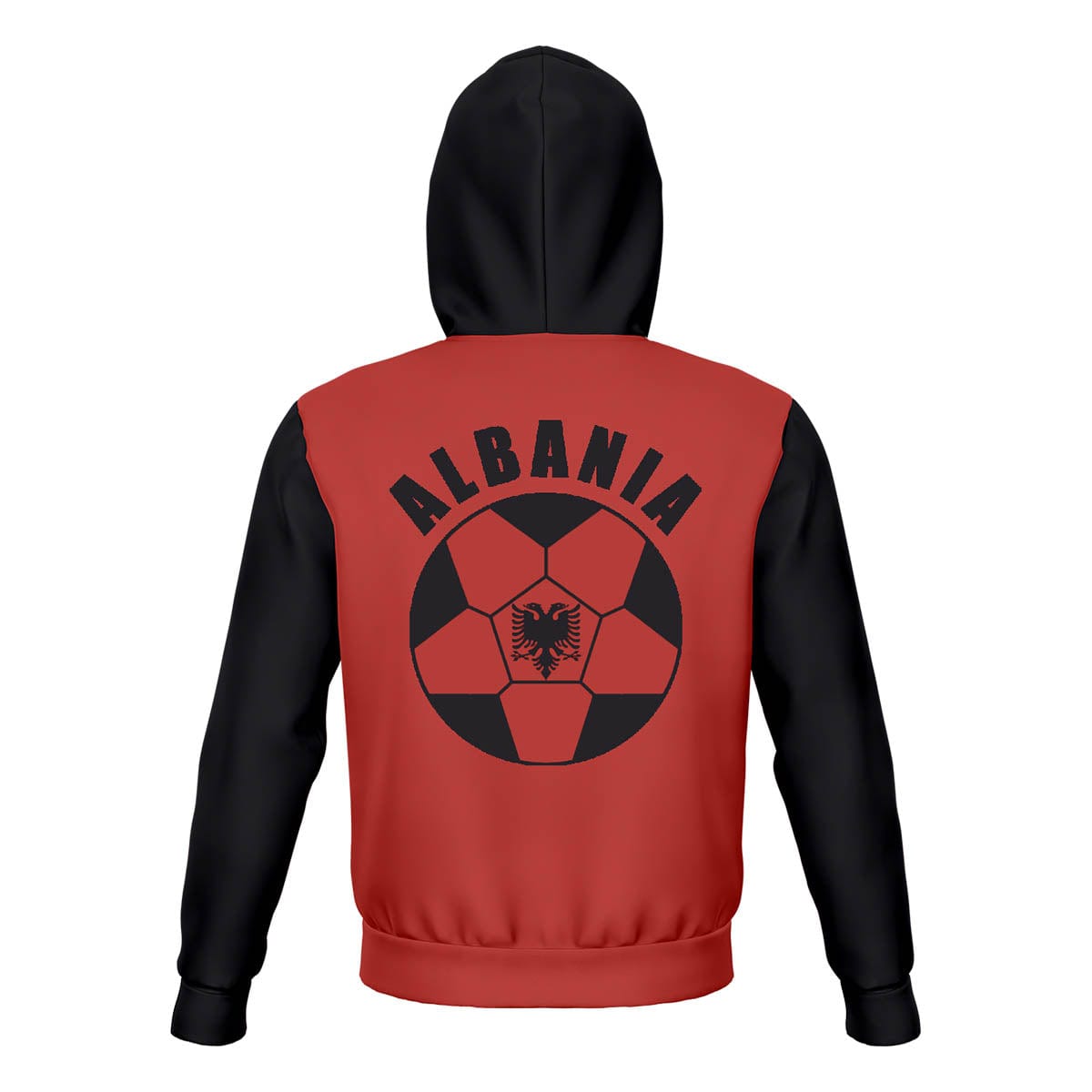 Albania Unisex Football Fan Zip Hoodie Back with Hood Up