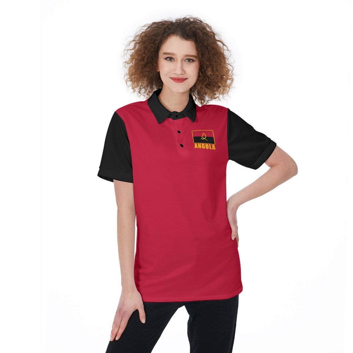 Angola Unisex Football Fan Polo Shirt Front