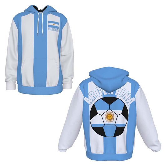 Argentina Unisex Football Fan Pullover Hoodie Front and Back