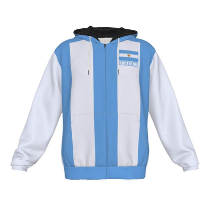 Argentina Unisex Football Fan Zip Hoodie Front