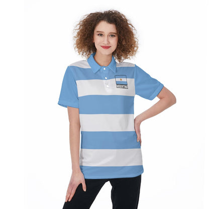 Argentina Unisex Rugby Fan Polo Shirt Front