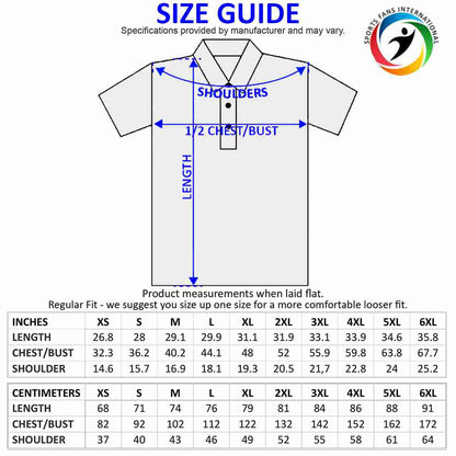 Australia Unisex Football Fan Polo Shirt Size Guide