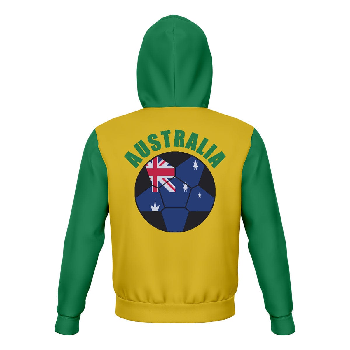 Australia Unisex Football Fan Pullover Hoodie Back with Hood Up