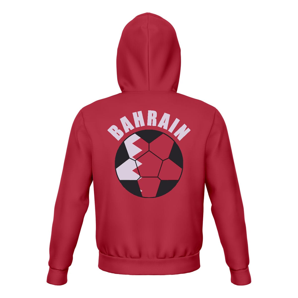 Bahrain Unisex Football Fan Pullover Hoodie Back with Hood Up