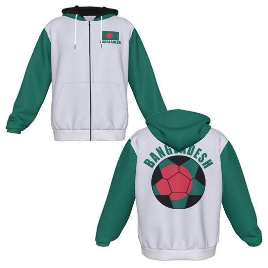 Bangladesh Unisex Football Fan Zip Hoodie Front and Back