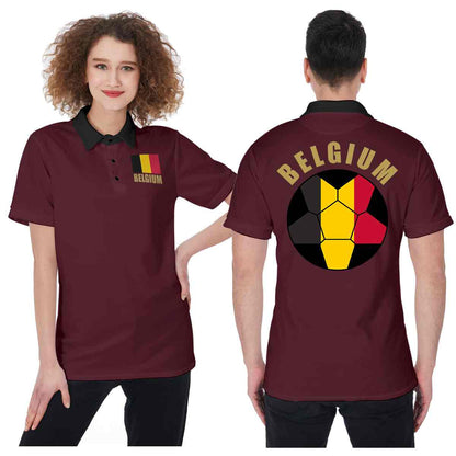 Belgium Unisex Football Fan Polo Shirt Front and Back