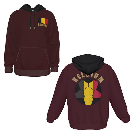 Belgium Unisex Football Fan Pullover Hoodie Front and Back