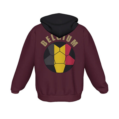 Belgium Unisex Football Fan Zip Hoodie Back