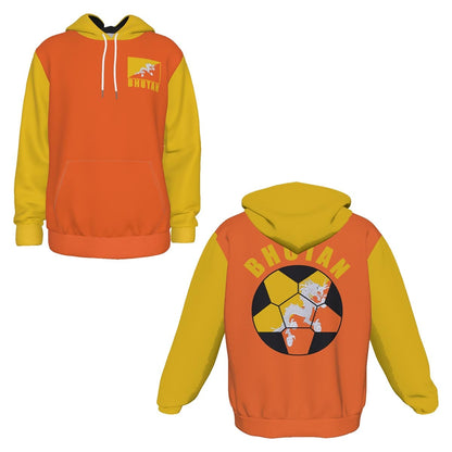 Bhutan Unisex Football Fan Pullover Hoodie Front and Back