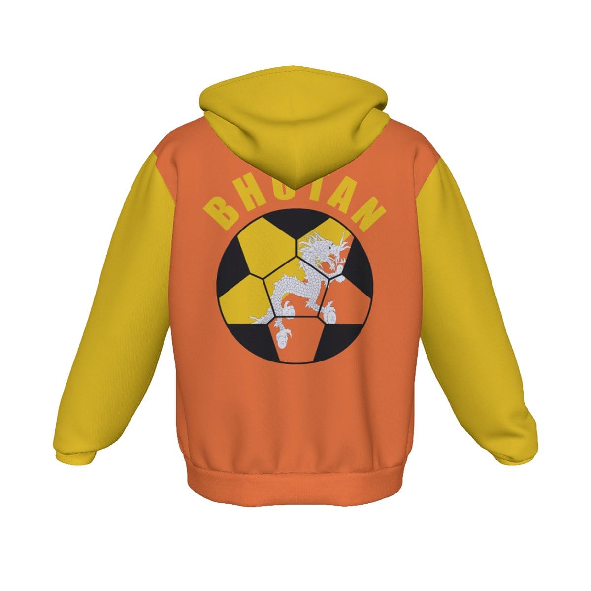 Bhutan Unisex Football Fan Zip Hoodie Back