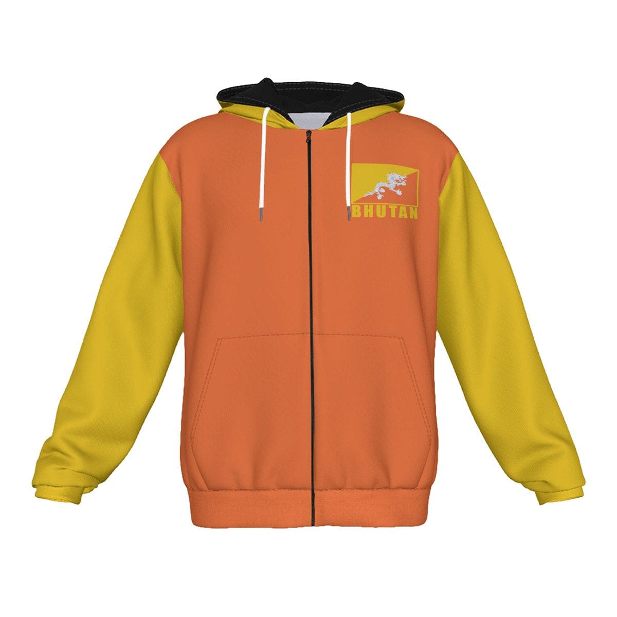 Bhutan Unisex Football Fan Zip Hoodie Front