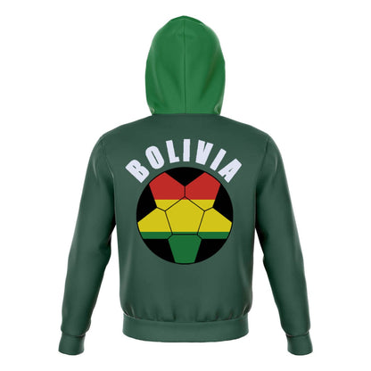 Bolivia Unisex Football Fan Pullover Hoodie Back with Hood Up