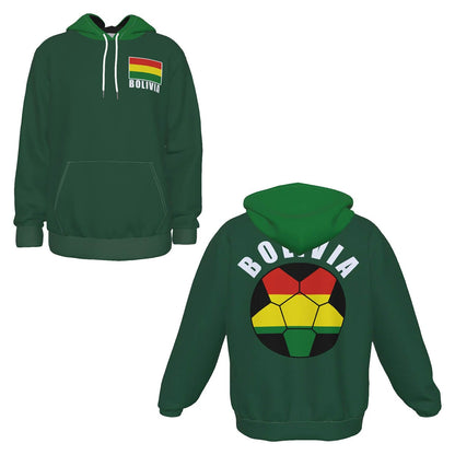 Bolivia Unisex Football Fan Pullover Hoodie Front and Back