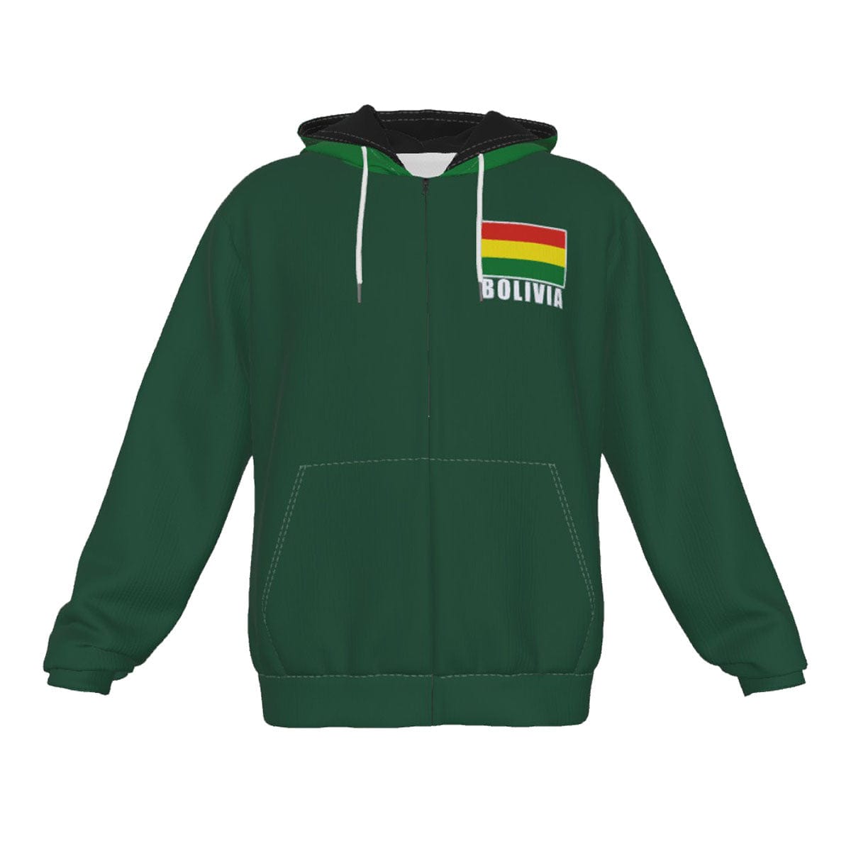 Bolivia Unisex Football Fan Zip Hoodie Front