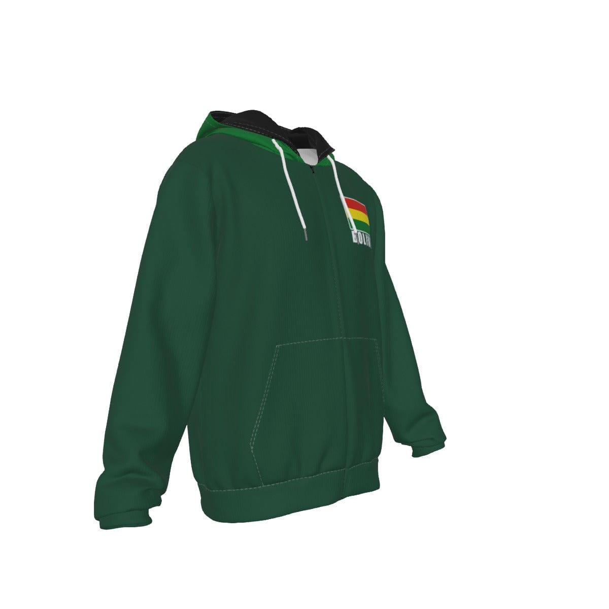 Bolivia Unisex Football Fan Zip Hoodie Front Right