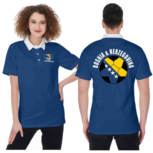 Bosnia and Herzegovina Unisex Football Fan Polo Shirt Front and Back