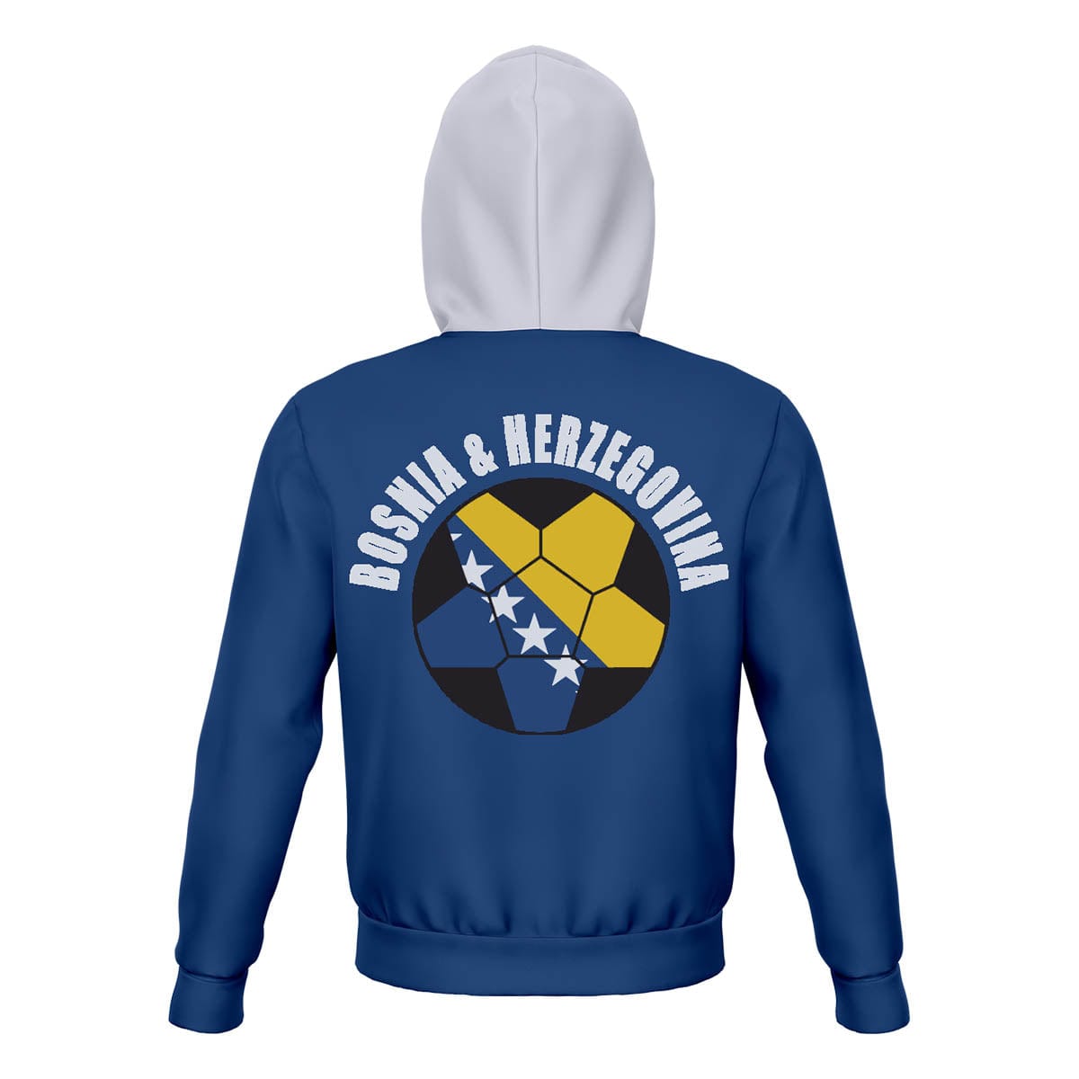 Bosnia and Herzegovina Unisex Football Fan Pullover Hoodie Back with Hood Up