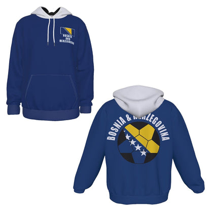 Bosnia and Herzegovina Unisex Football Fan Pullover Hoodie Front and Back