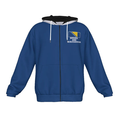 Bosnia and Herzegovina Unisex Football Fan Zip Hoodie Front