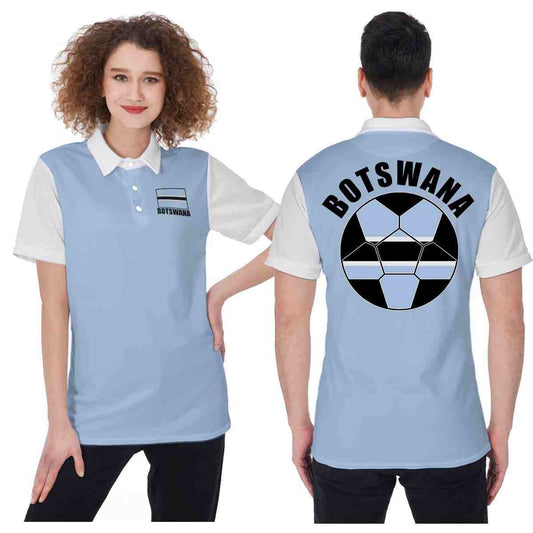 Botswana Unisex Football Fan Polo Shirt Front and Back