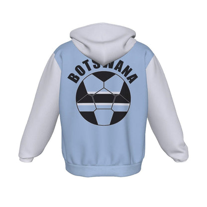 Botswana Unisex Football Fan Zip Hoodie Front