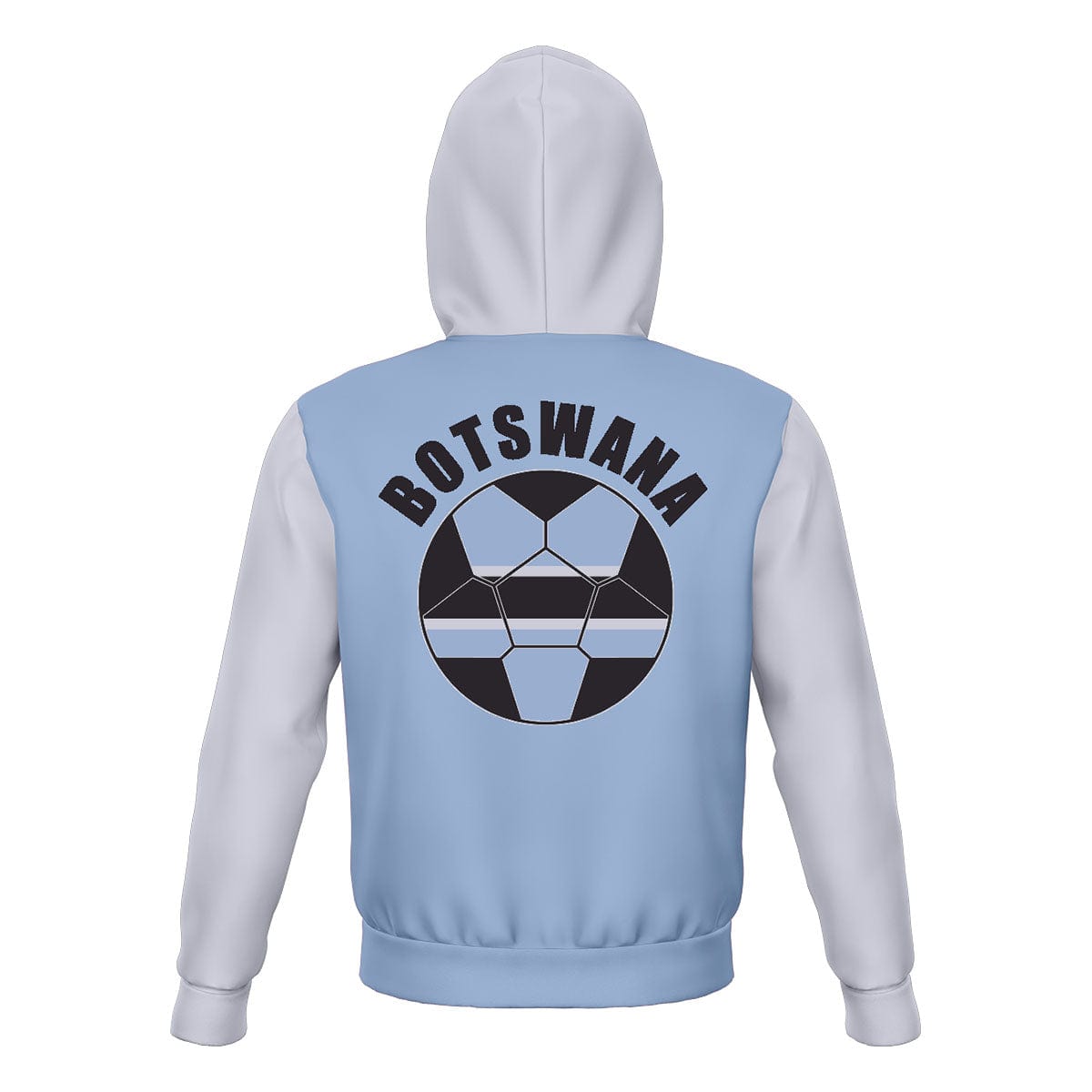 Botswana Unisex Football Fan Zip Hoodie Back with Hood Up