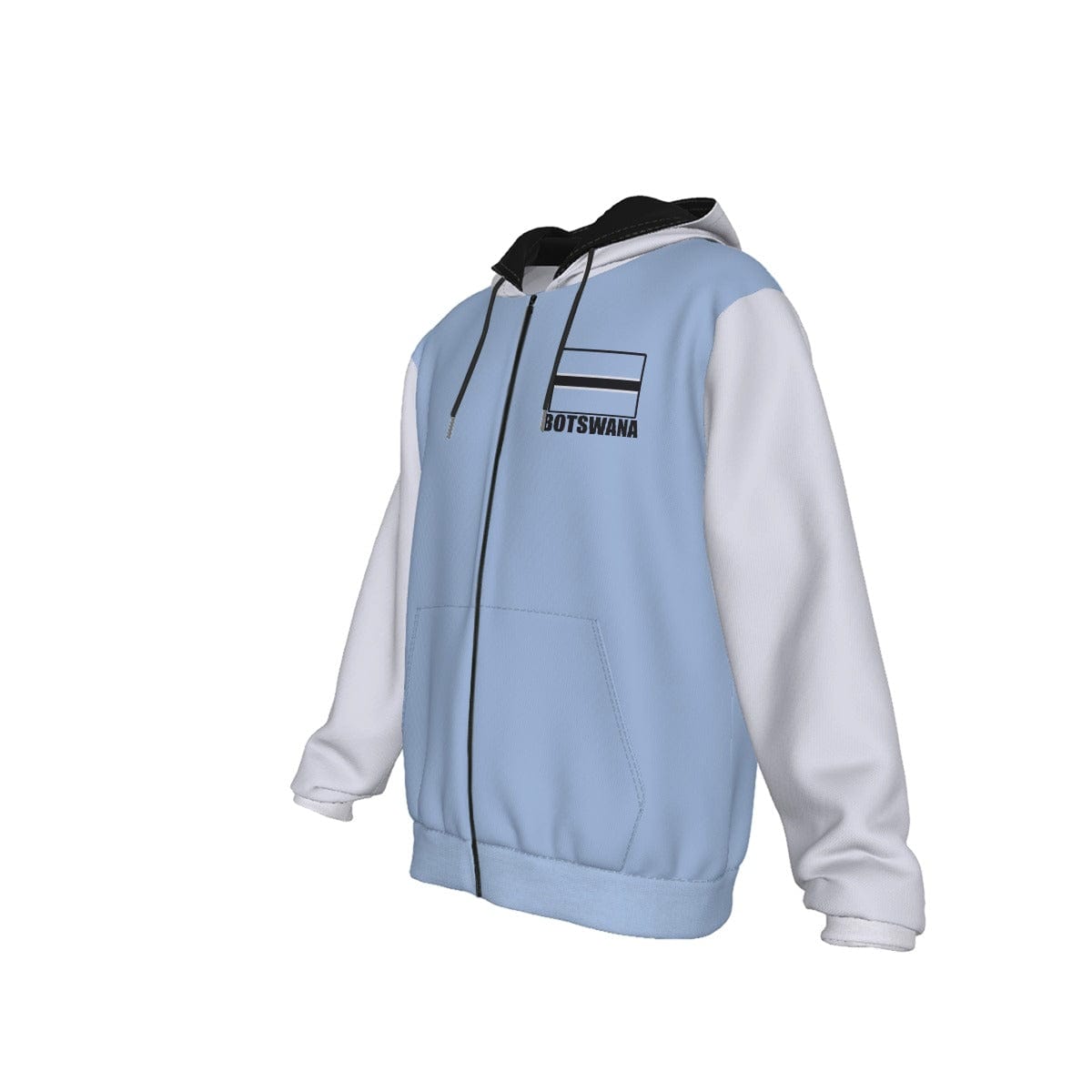 Botswana Unisex Football Fan Zip Hoodie Front Left