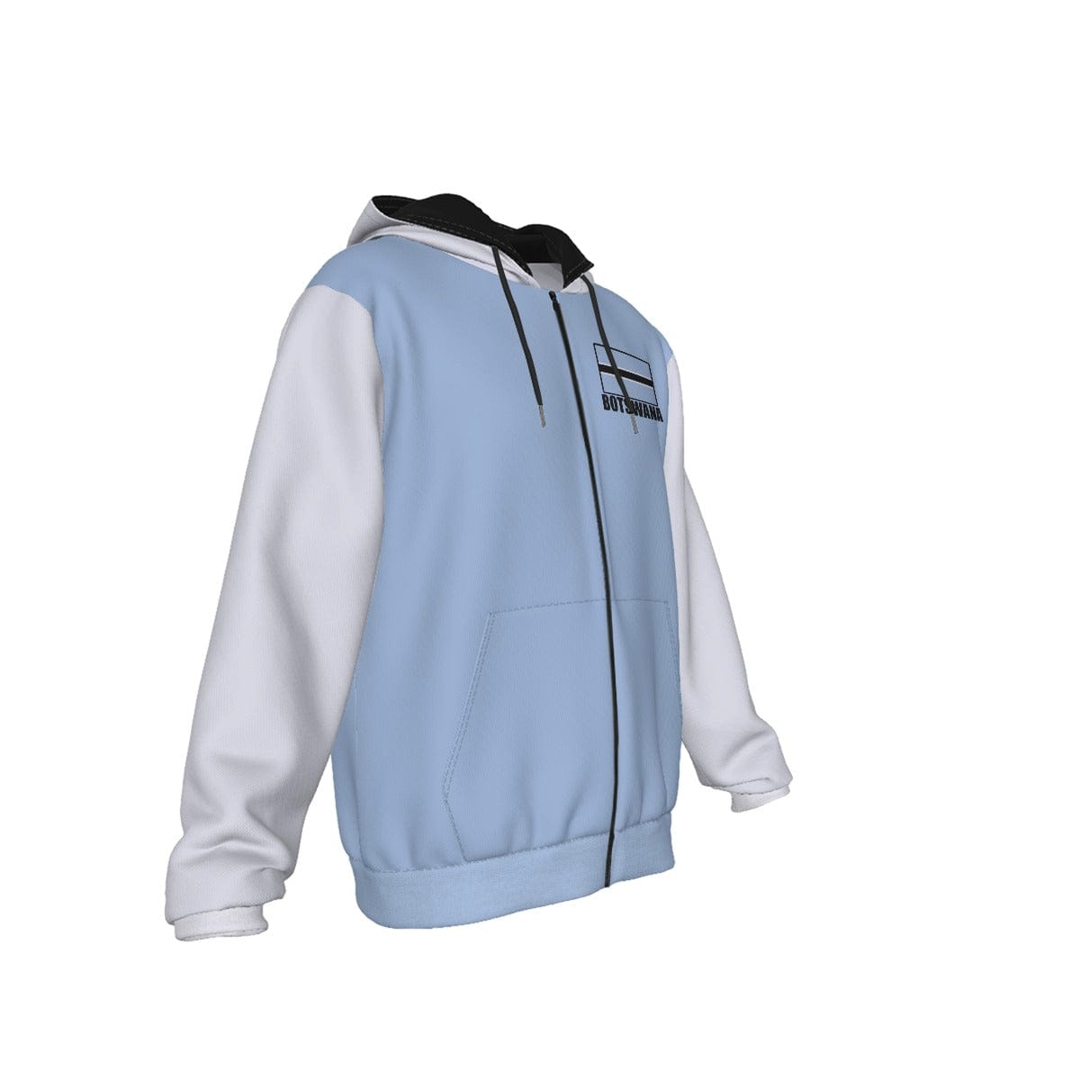 Botswana Unisex Football Fan Zip Hoodie Front Right