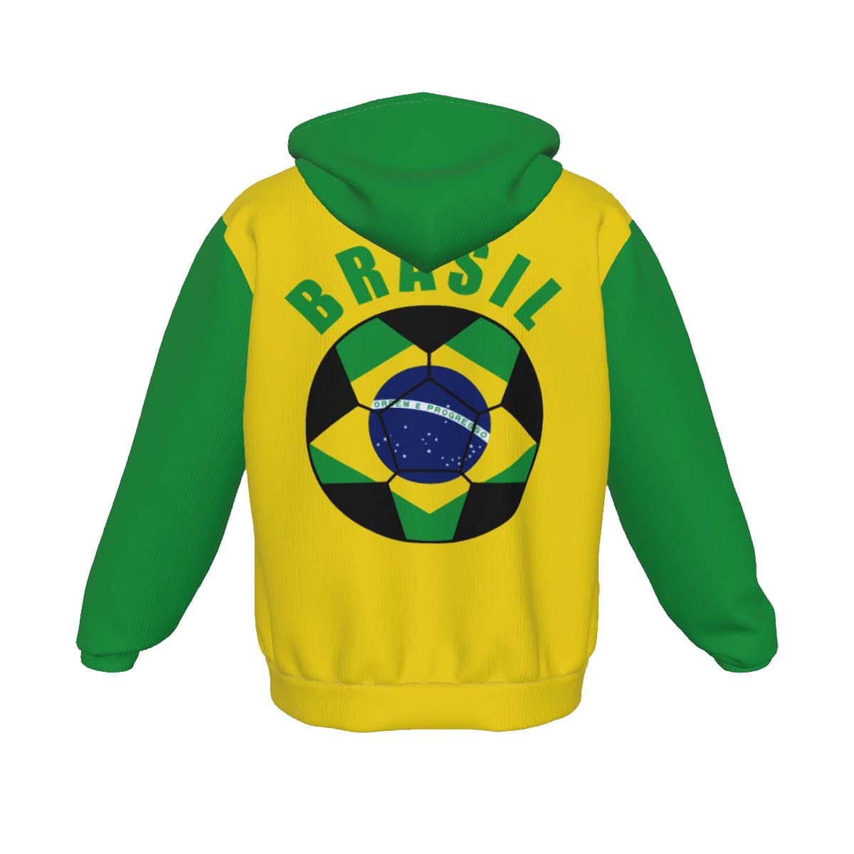 Brasil Unisex Football Fan Zip Hoodie Back