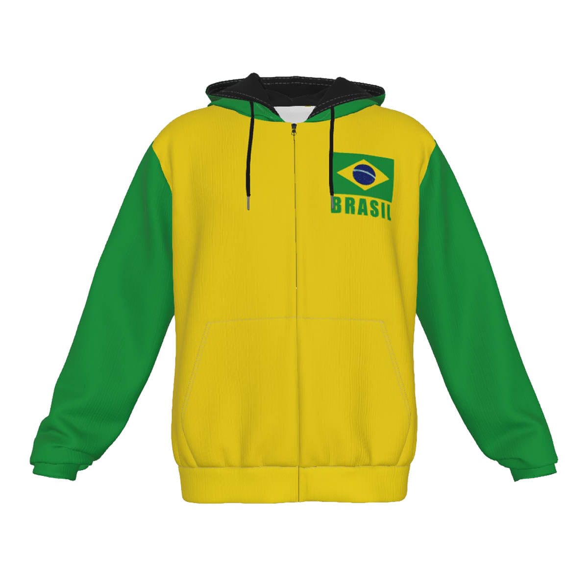 Brasil Unisex Football Fan Zip Hoodie Front