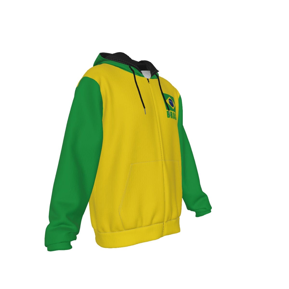 Brasil Unisex Football Fan Zip Hoodie Front Right