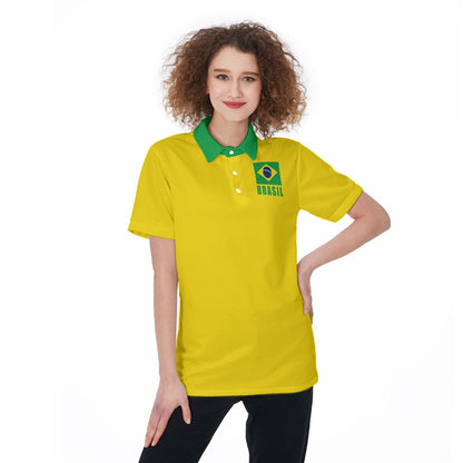 Brasil Unisex Rugby Fan Polo Shirt Front