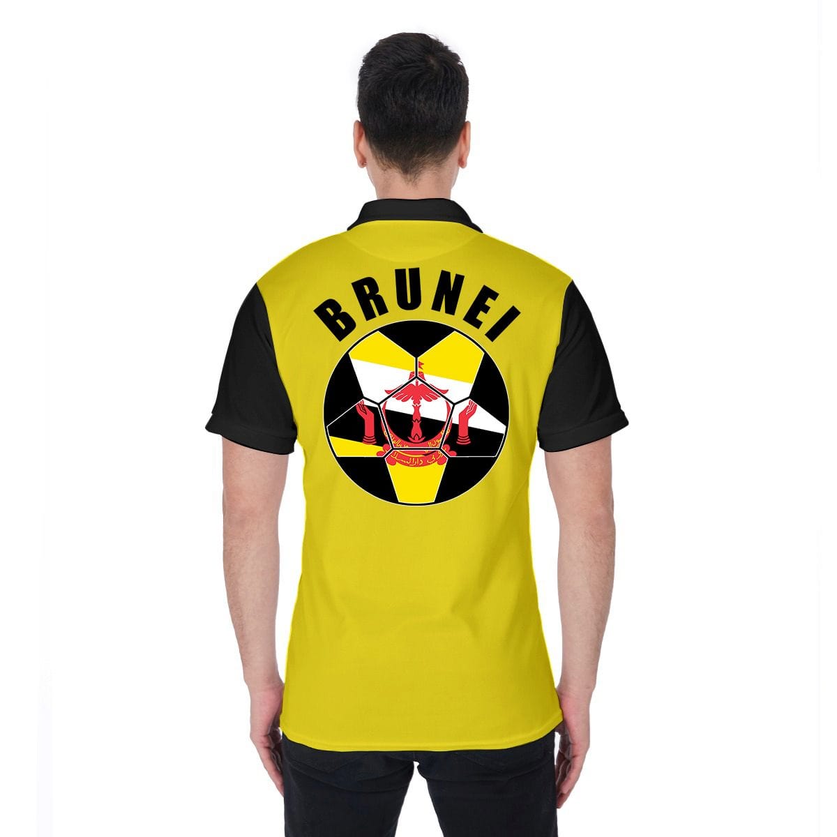 Brunei Unisex Football Fan Polo Shirt Back