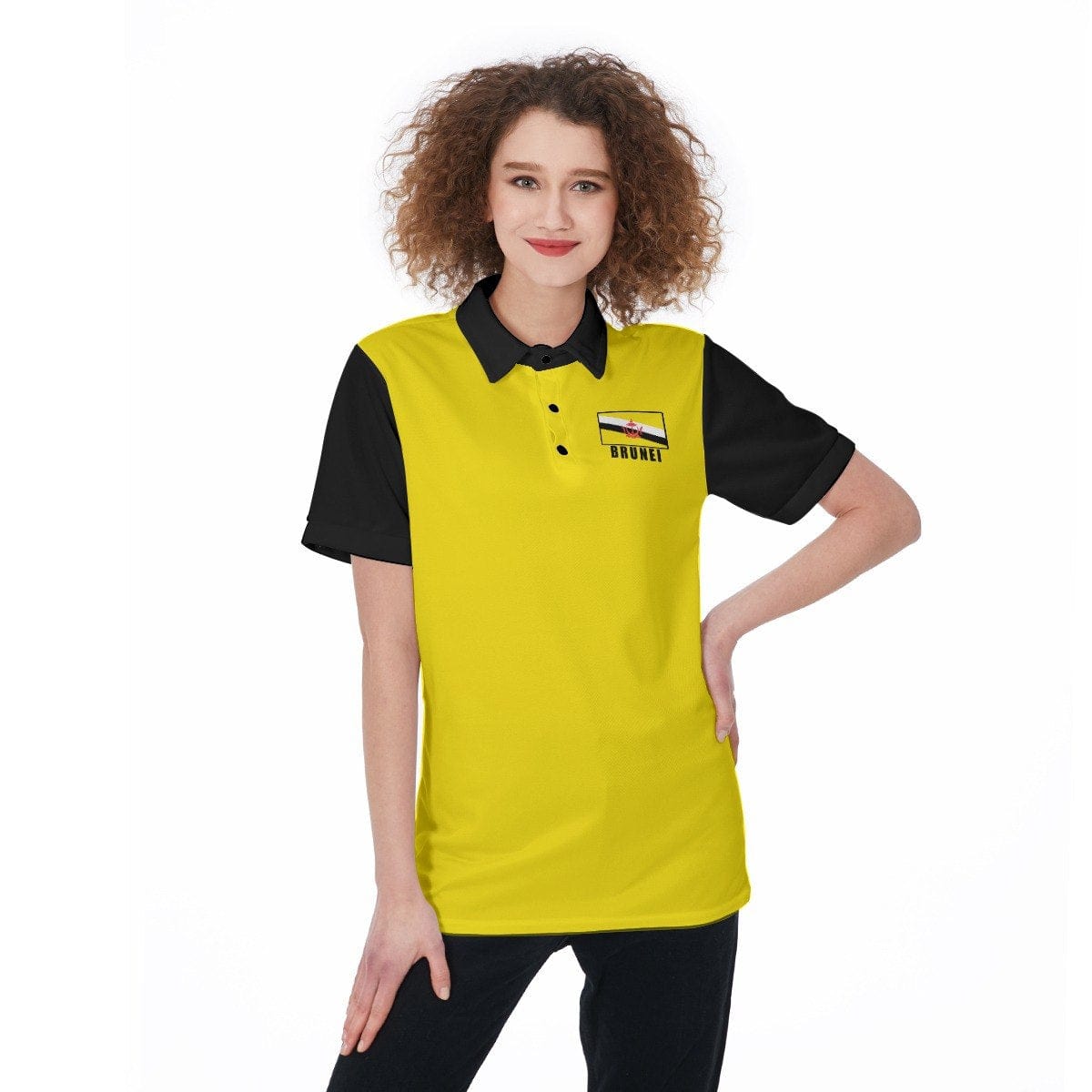 Brunei Unisex Football Fan Polo Shirt Front