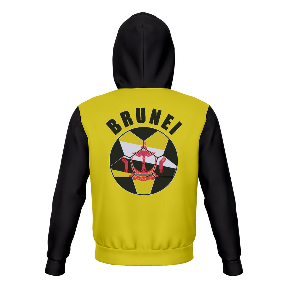 Brunei Unisex Football Fan Pullover Hoodie Back with Hood Up