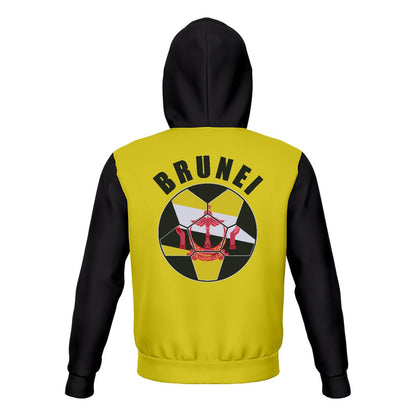 Brunei Unisex Football Fan Pullover Hoodie Back with Hood Up