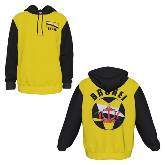 Brunei Unisex Football Fan Pullover Hoodie Front and Back