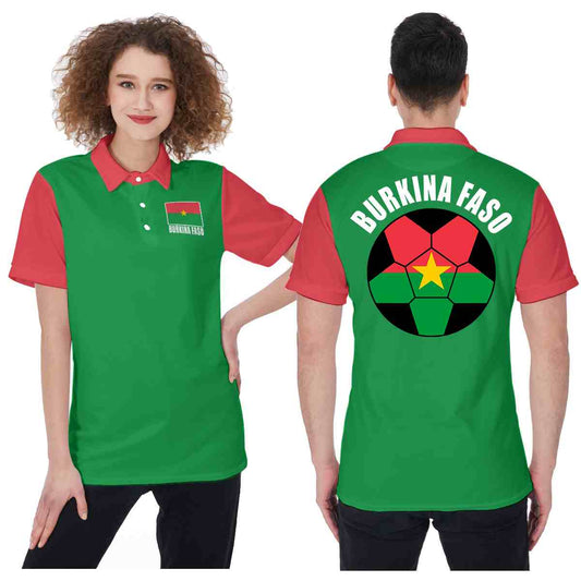 Burkina Faso Unisex Football Fan Polo Shirt Front and Back