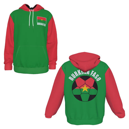 Burkina Faso Unisex Football Fan Pullover Hoodie Front and Back