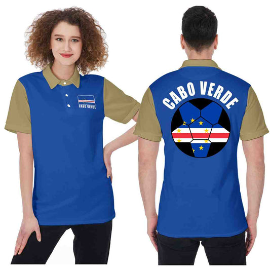 Cabo Verde (Cape Verde) Unisex Football Fan Polo Shirt Front and Back