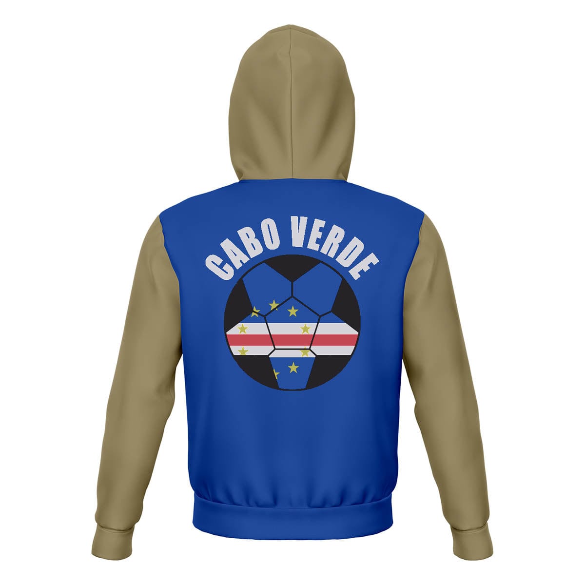 Cabo Verde (Cape Verde) Unisex Football Fan Pullover Hoodie Back with Hood Up