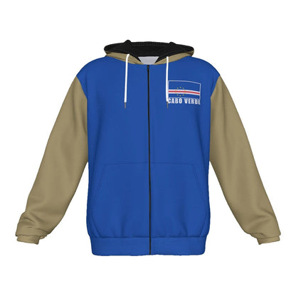 Cabo Verde (Cape Verde) Unisex Football Fan Zip Hoodie Front