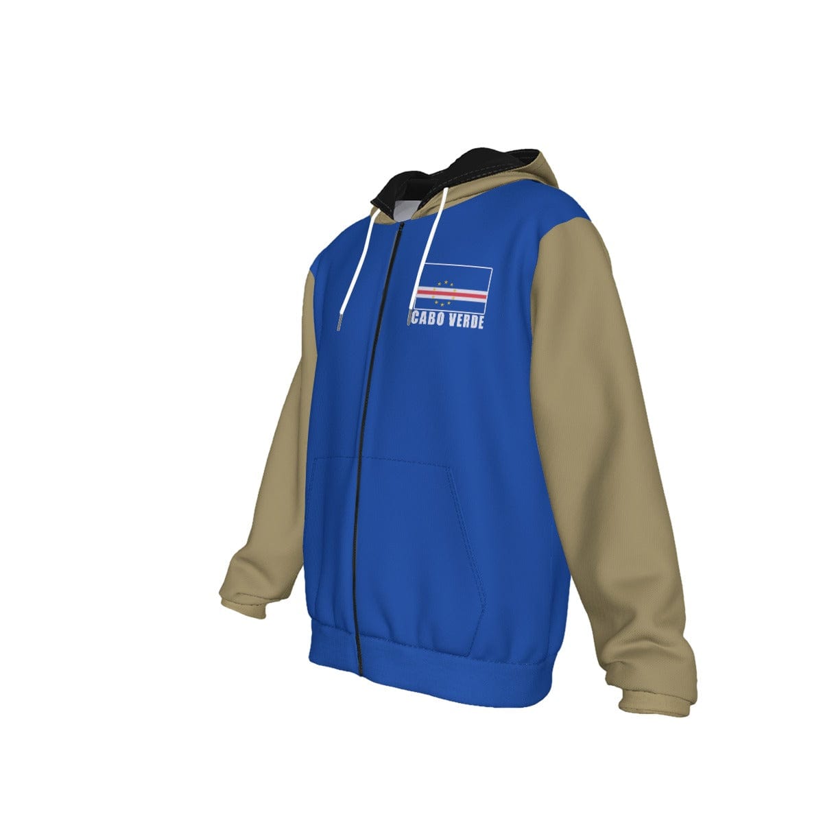 Cabo Verde (Cape Verde) Unisex Football Fan Zip Hoodie Front Left